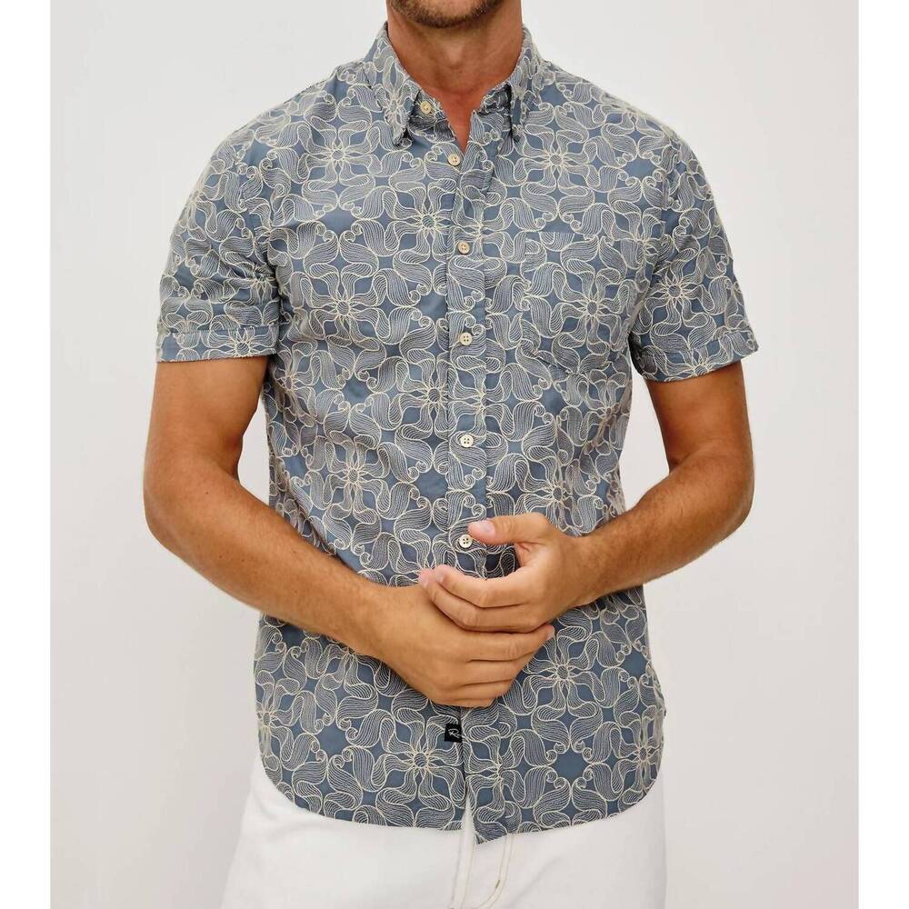 NEW RAILS hale polo shirt in whirling daisy steel